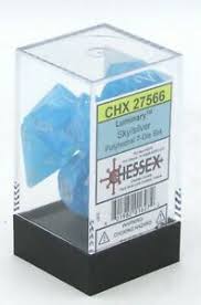 7 Sky/silver Luminary Polyhedral Dice Set - CHX27566
